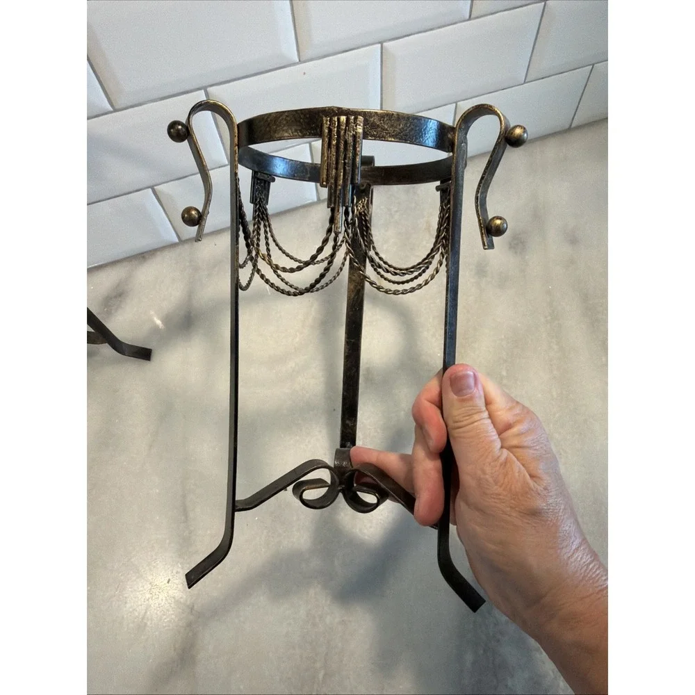 Vintage Pair Of Wrought Iron Plant Stand Candle Holder
